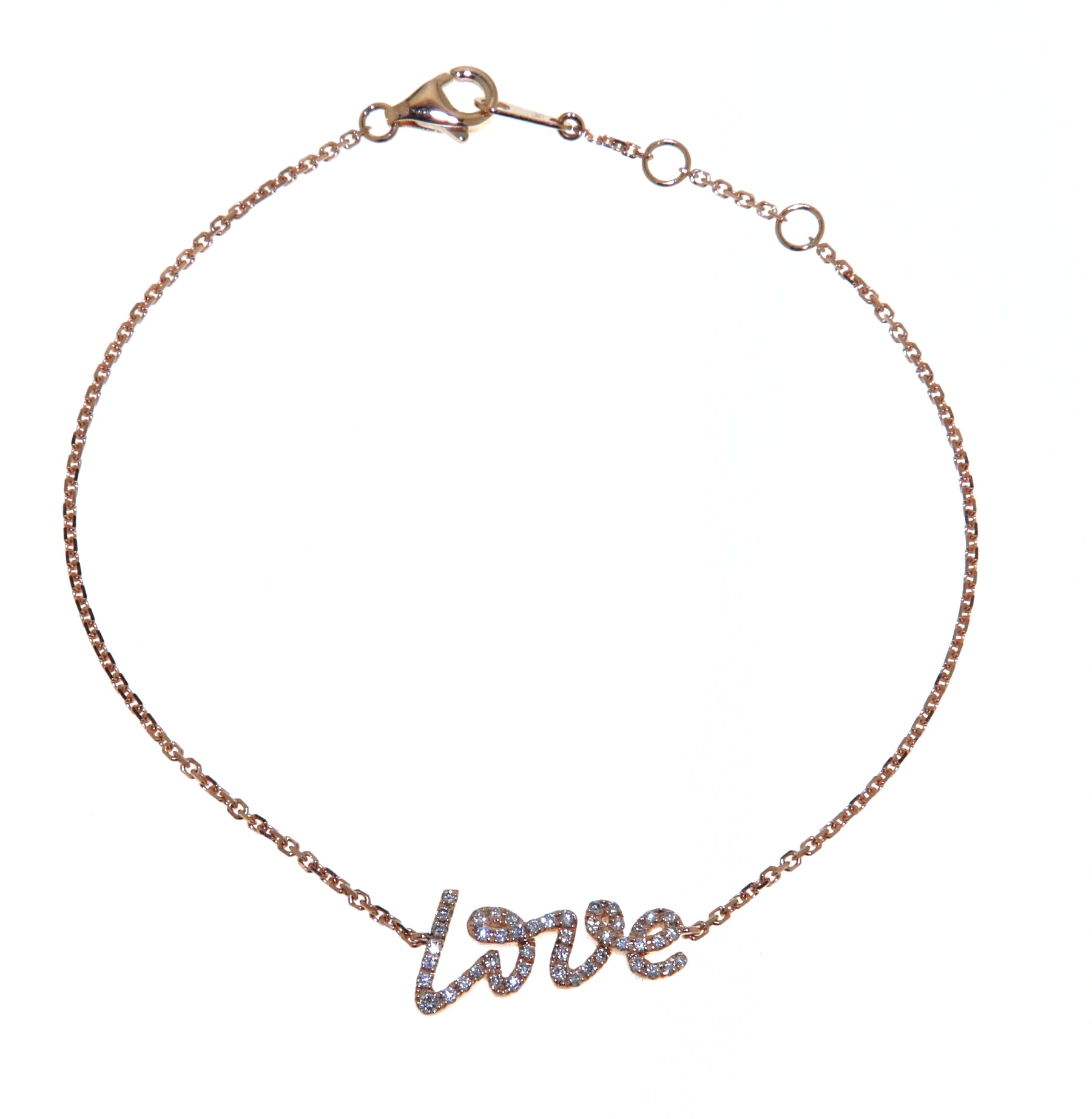 'Love' Rose Gold Diamond Bracelet