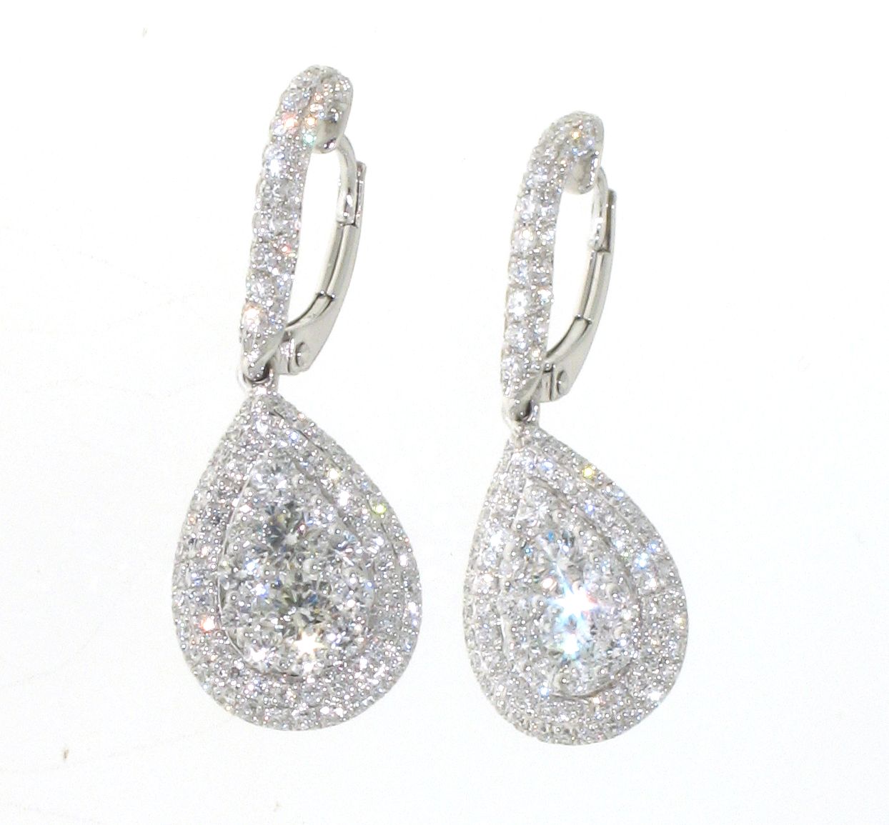 18kt White Gold Diamond Tear Drop Earrings