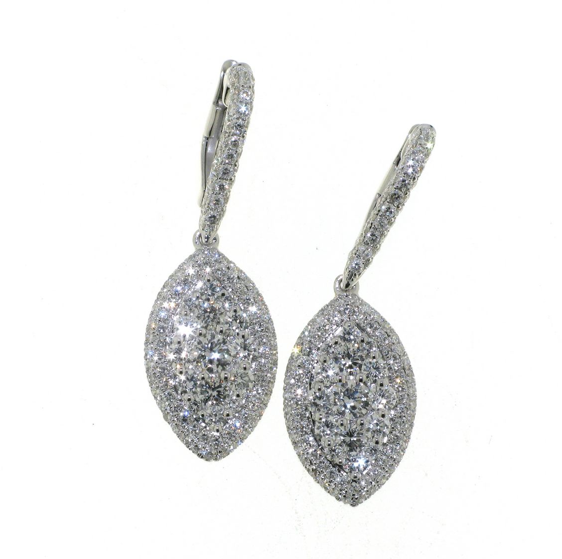 18kt White Gold Diamond Almond Earrings