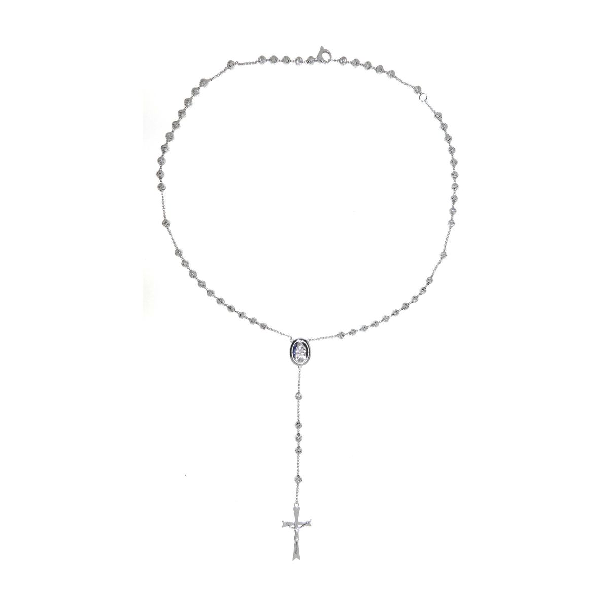 White Gold Rosary Necklace