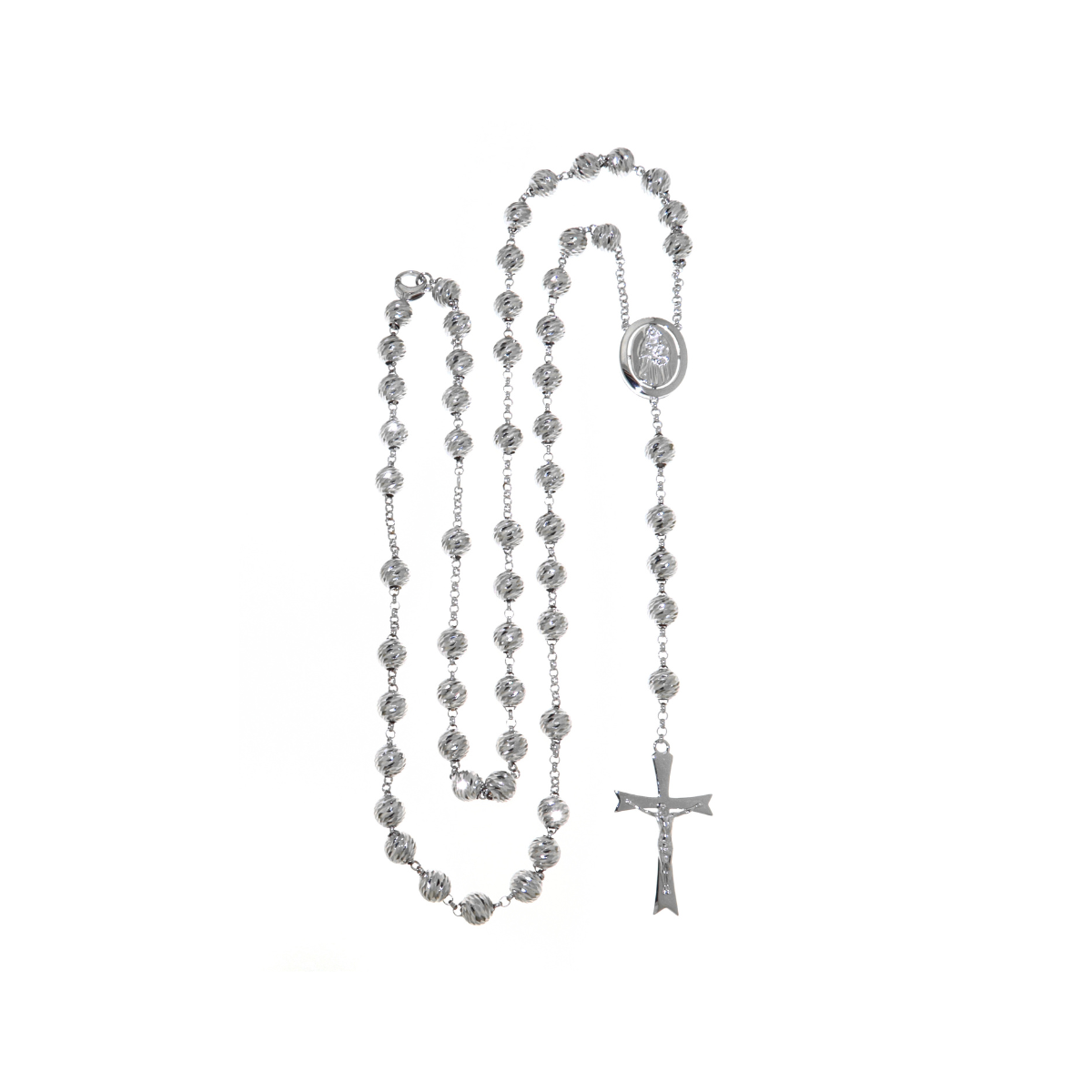 White Gold Rosary Necklace