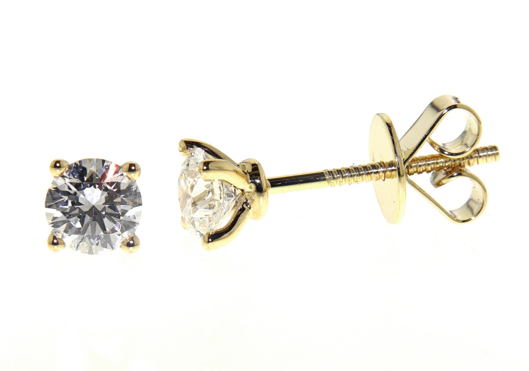 Yellow Gold Diamond Studs | 1 CT