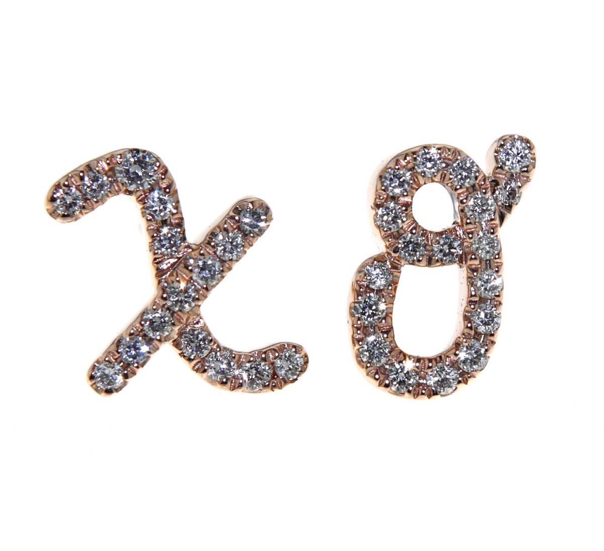 'XO' Rose Gold Diamond Earrings