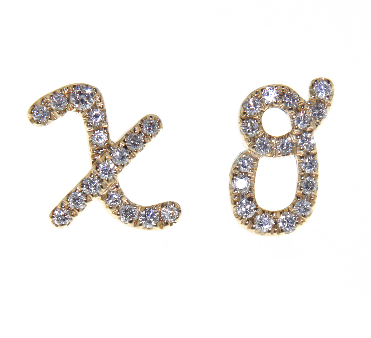 'XO' Yellow Gold Diamond Earrings