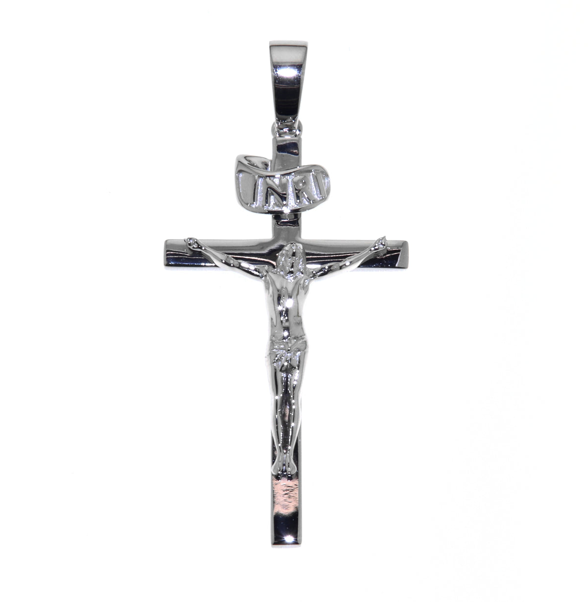 White Gold Crucifix Pendant- 5cm