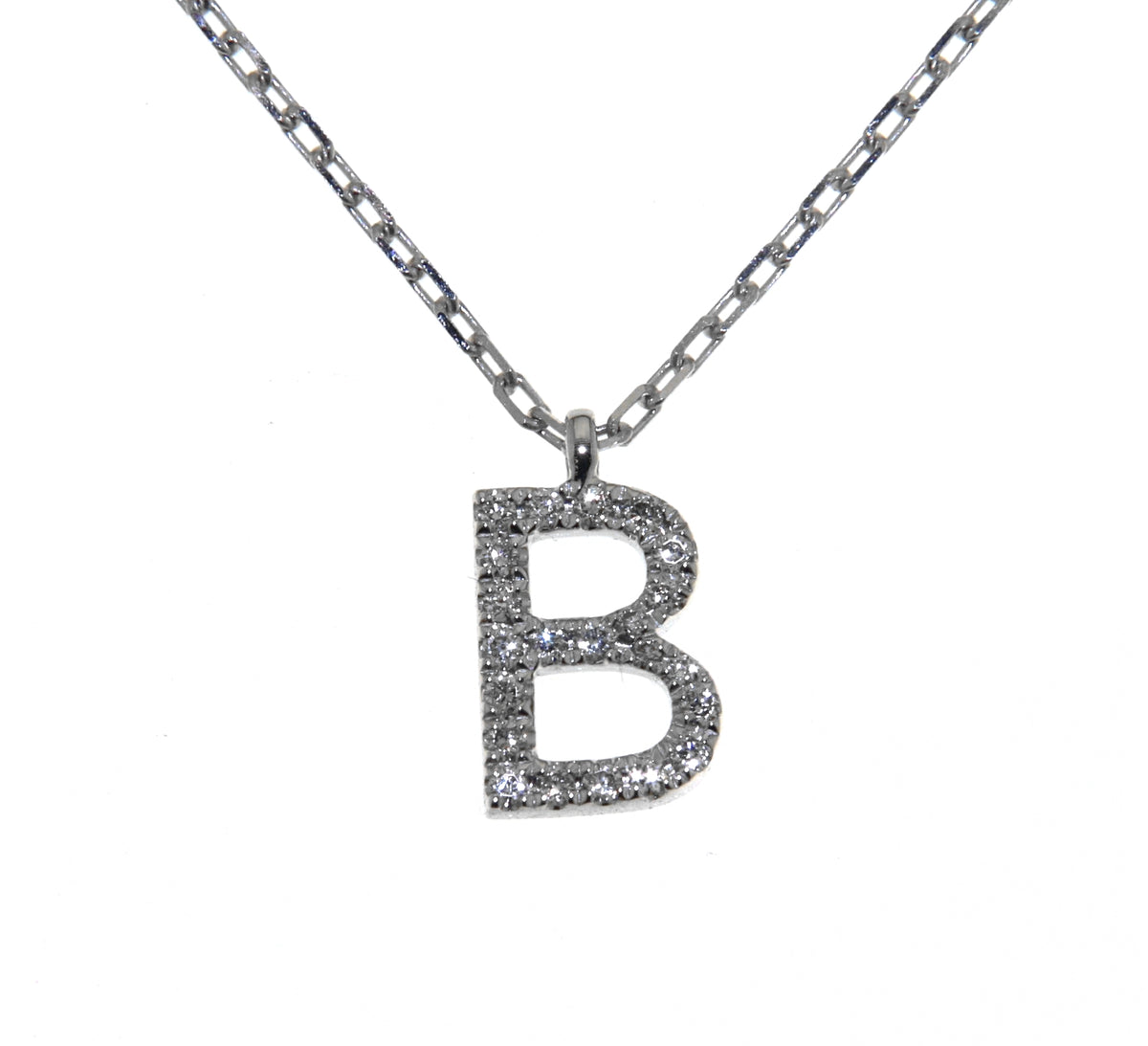 'B' Initial Diamond Necklace