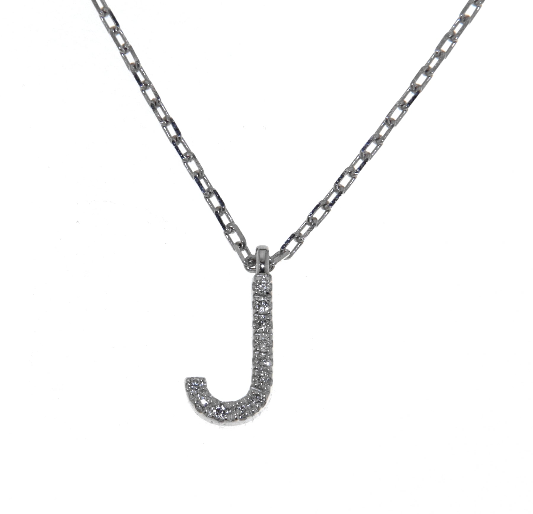 'J' Initial Diamond Necklace