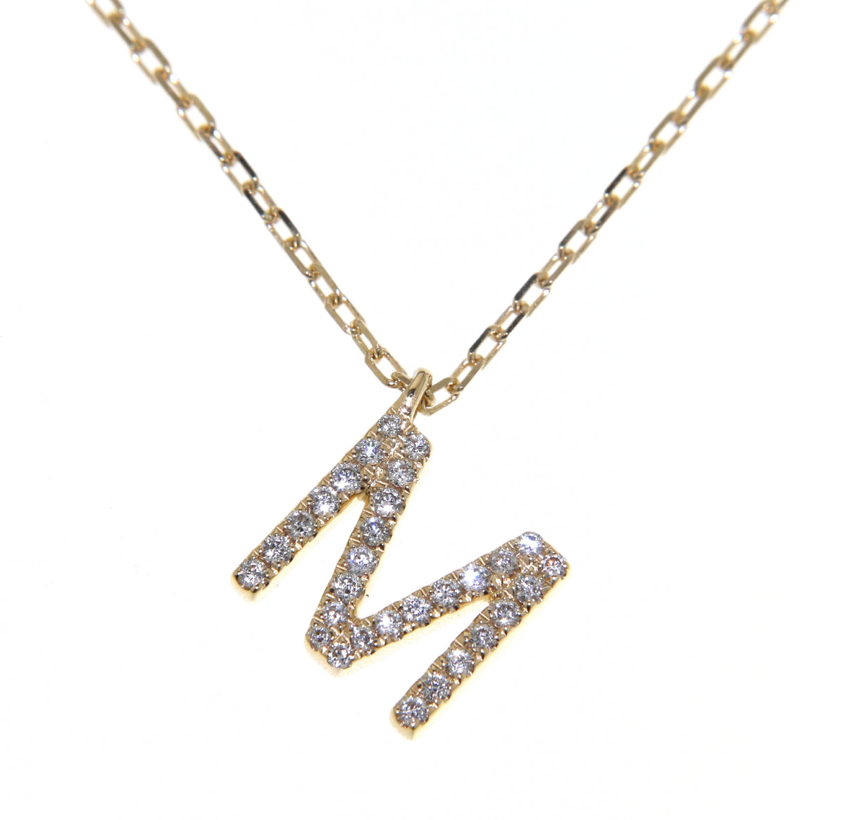 'M' Initial Diamond Necklace