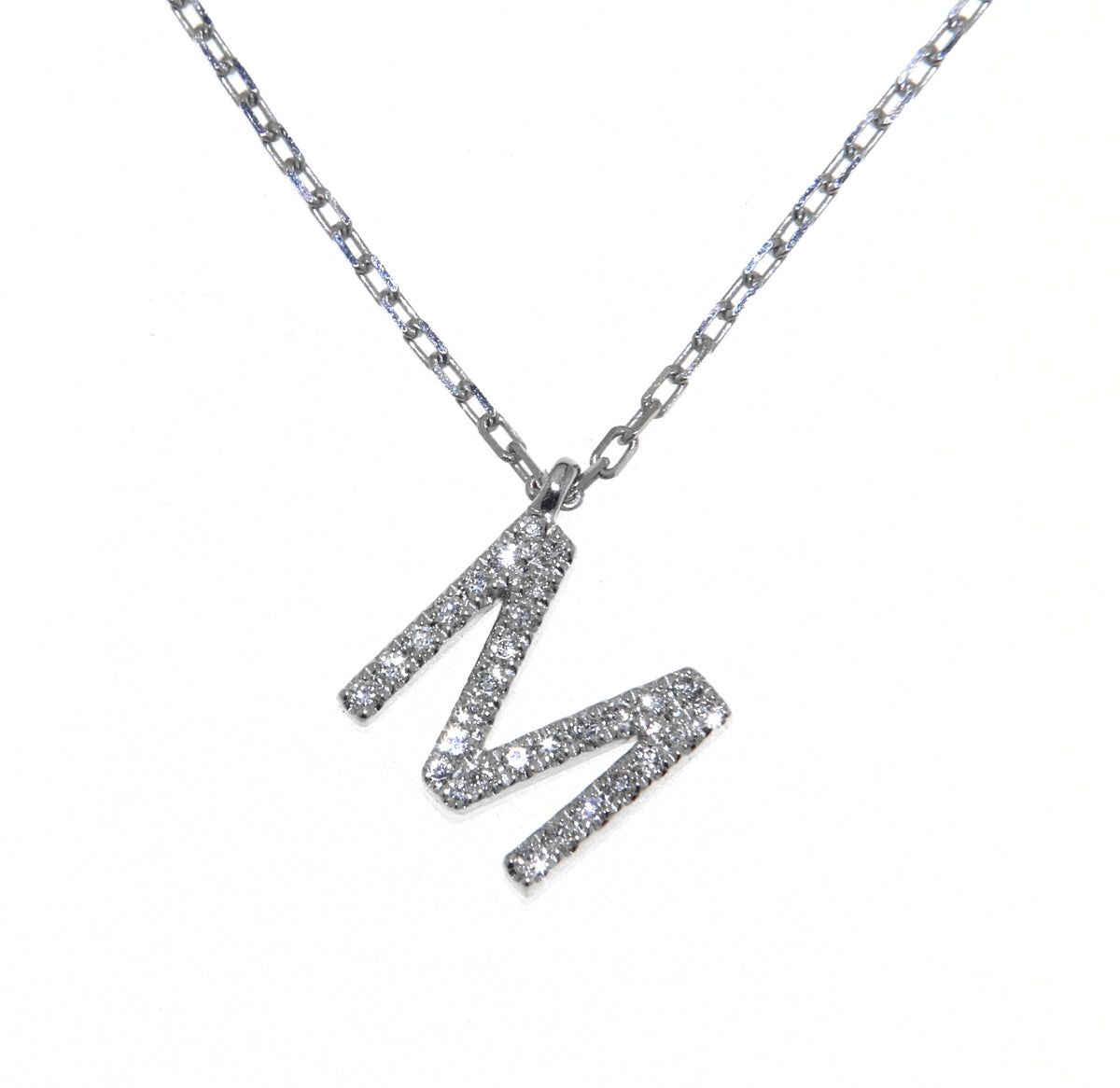 'M' Initial Diamond Necklace