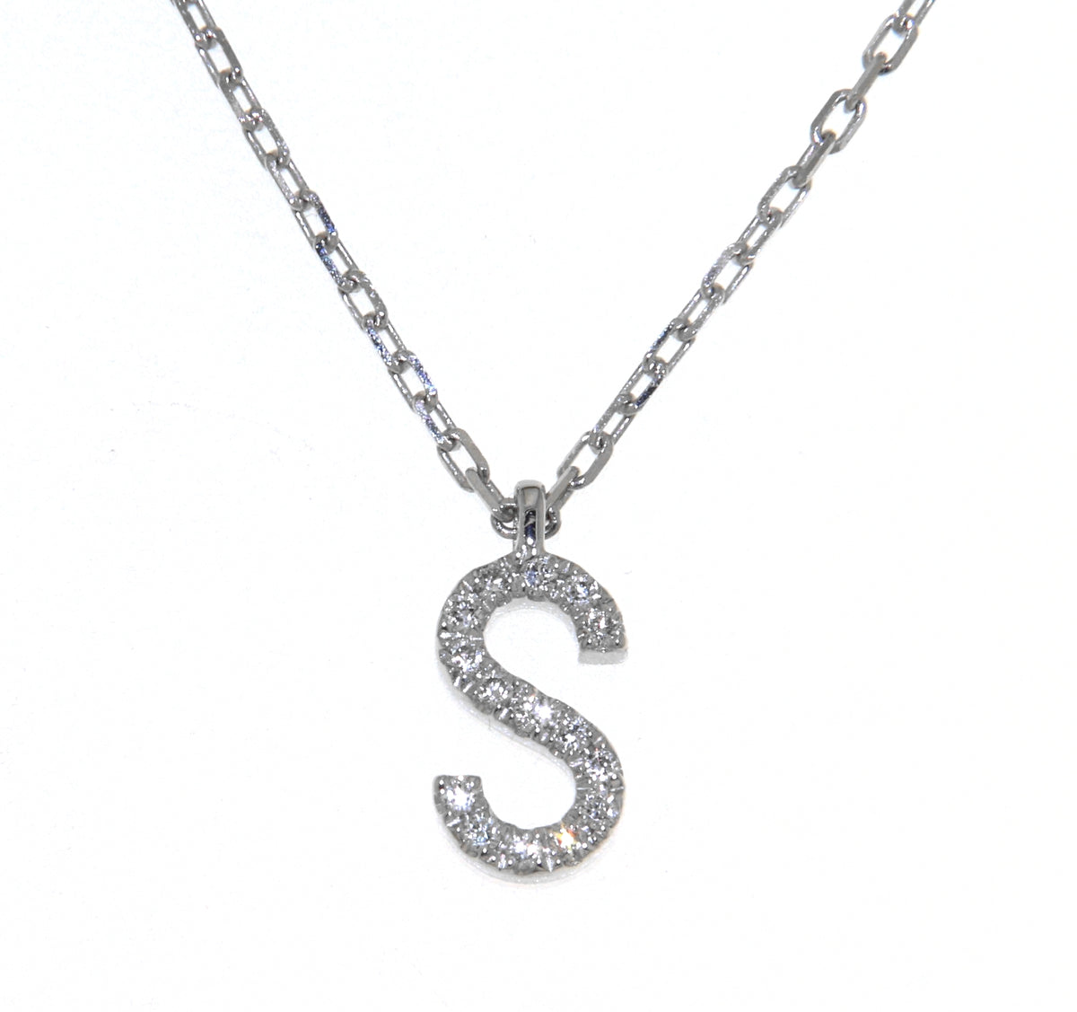 'S' Initial Diamond Necklace