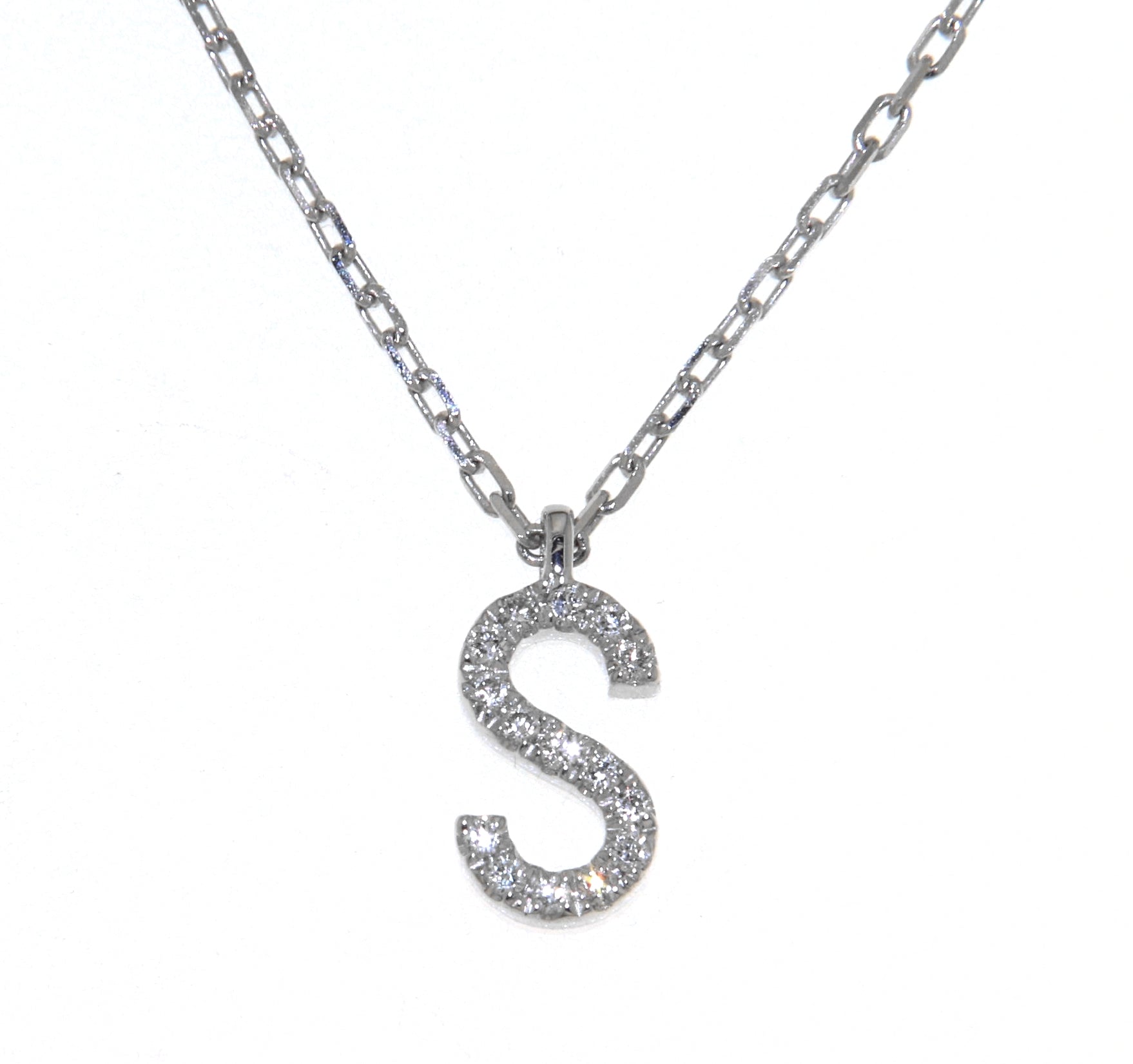 'S' Initial Diamond Necklace