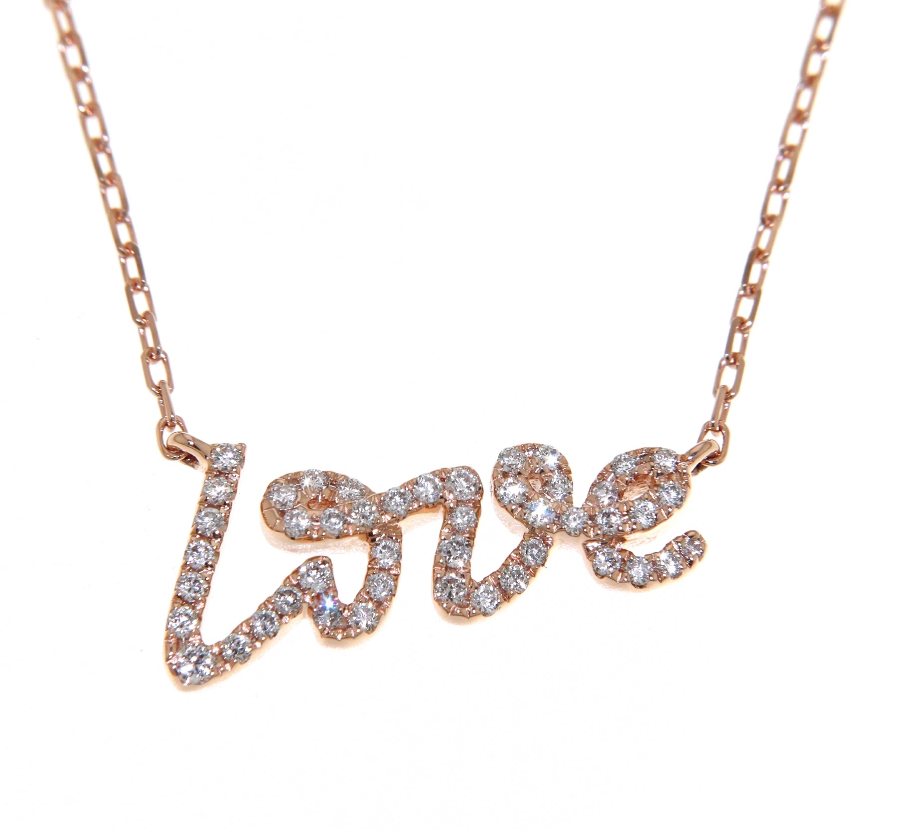 'Love' Rose Gold Diamond Necklace