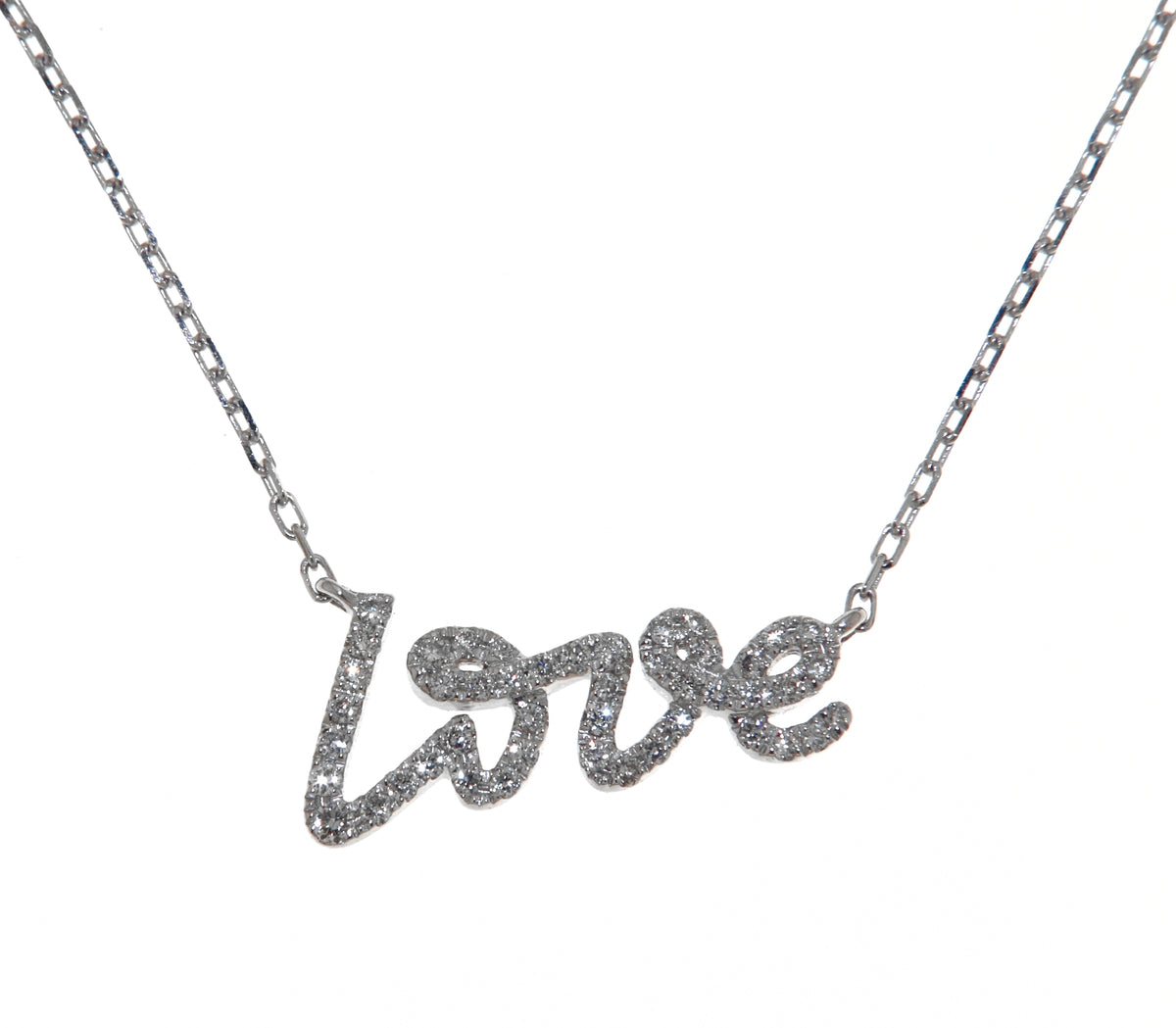 'Love' White Gold Diamond Necklace