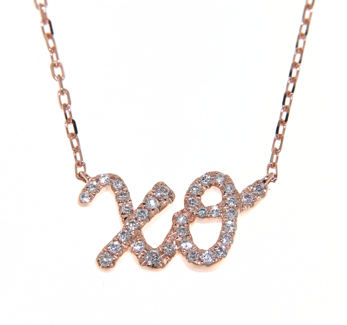 'XO' Rose Gold Diamond Necklace