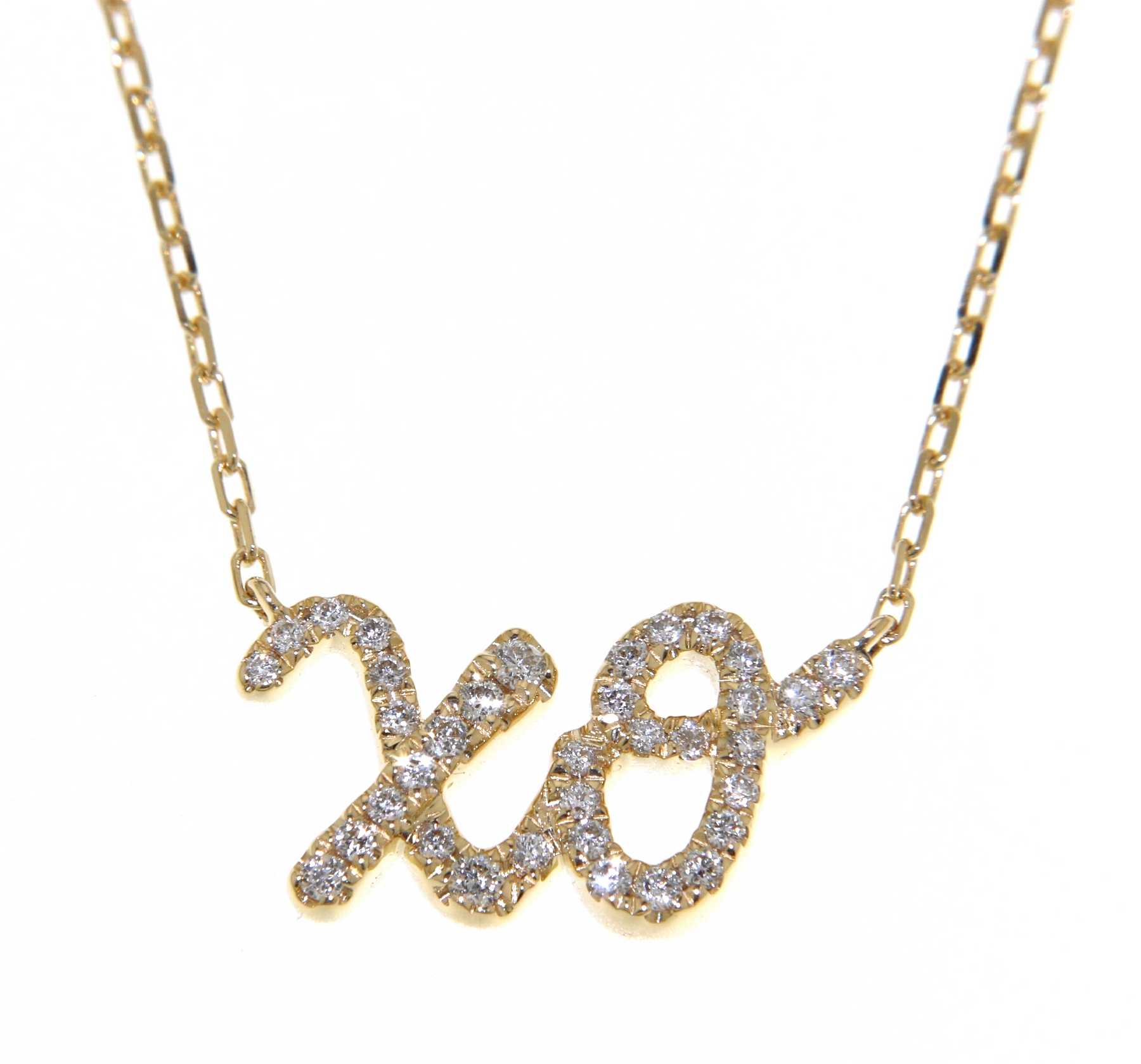 'XO' Yellow Gold Diamond Necklace