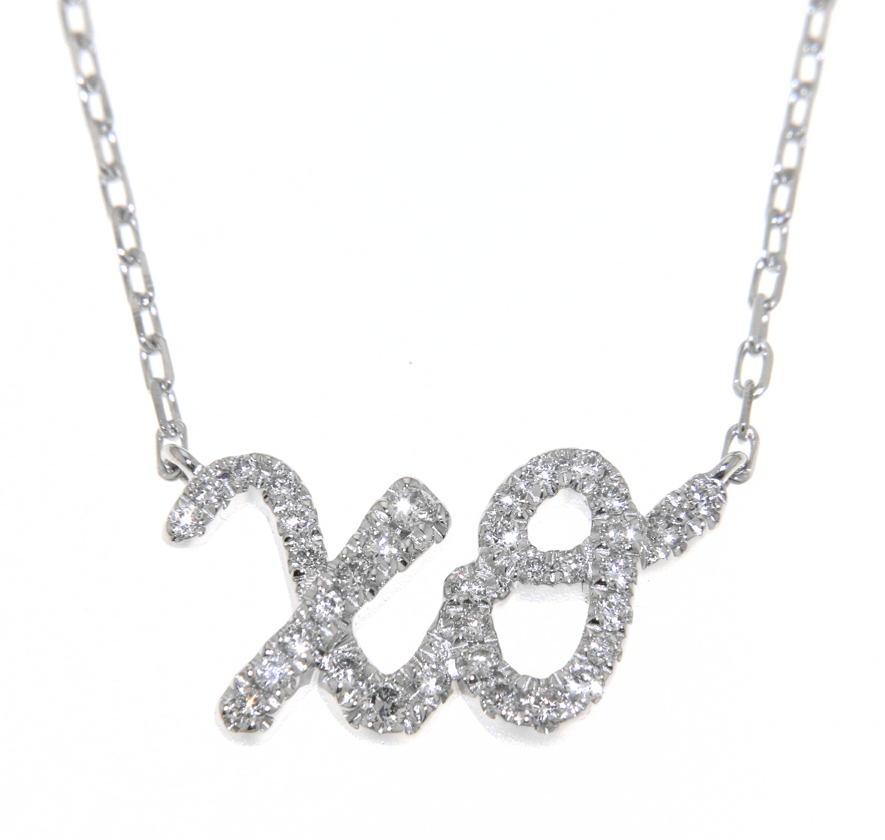 'XO' White Gold Diamond Necklace