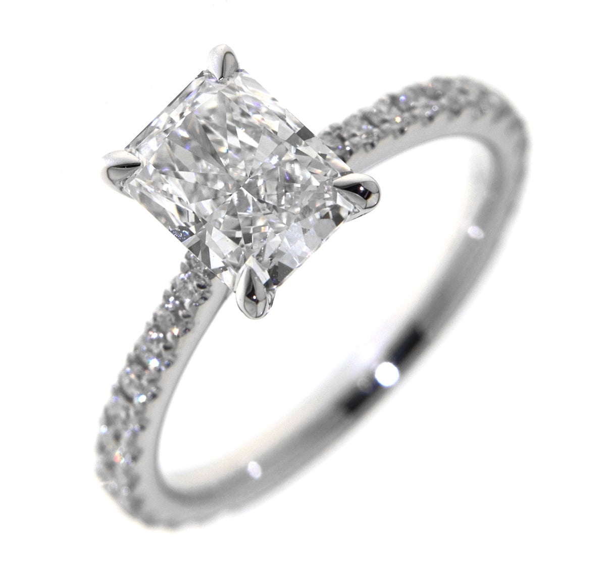 White Gold Radiant Diamond Engagement Ring