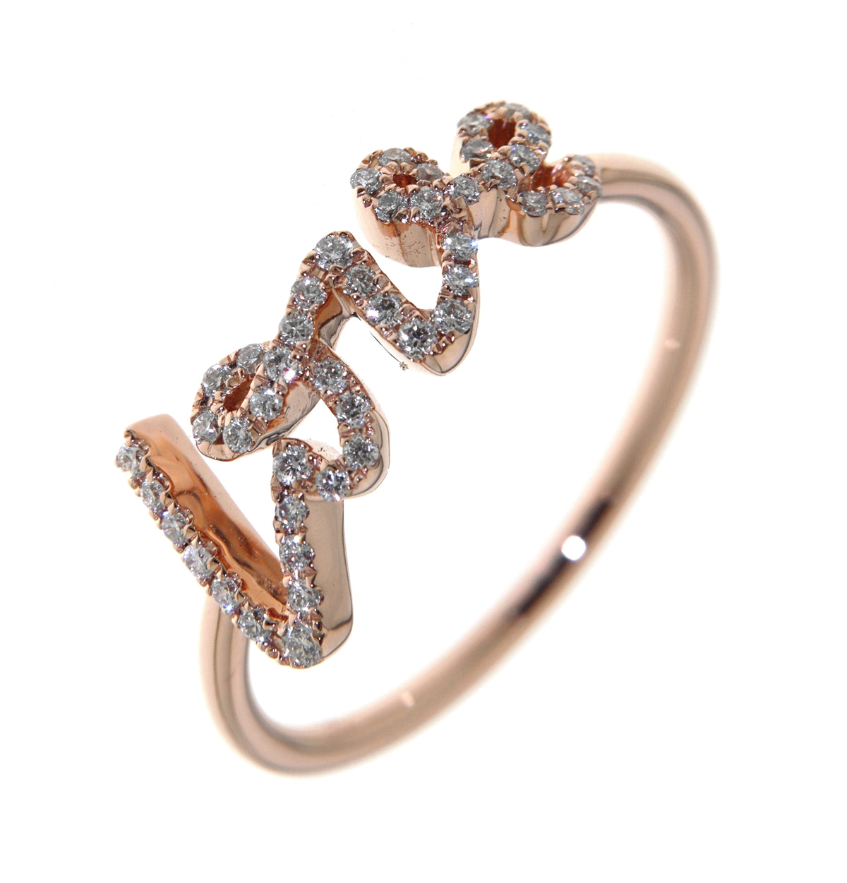 'Love' Rose Gold Diamond Ring