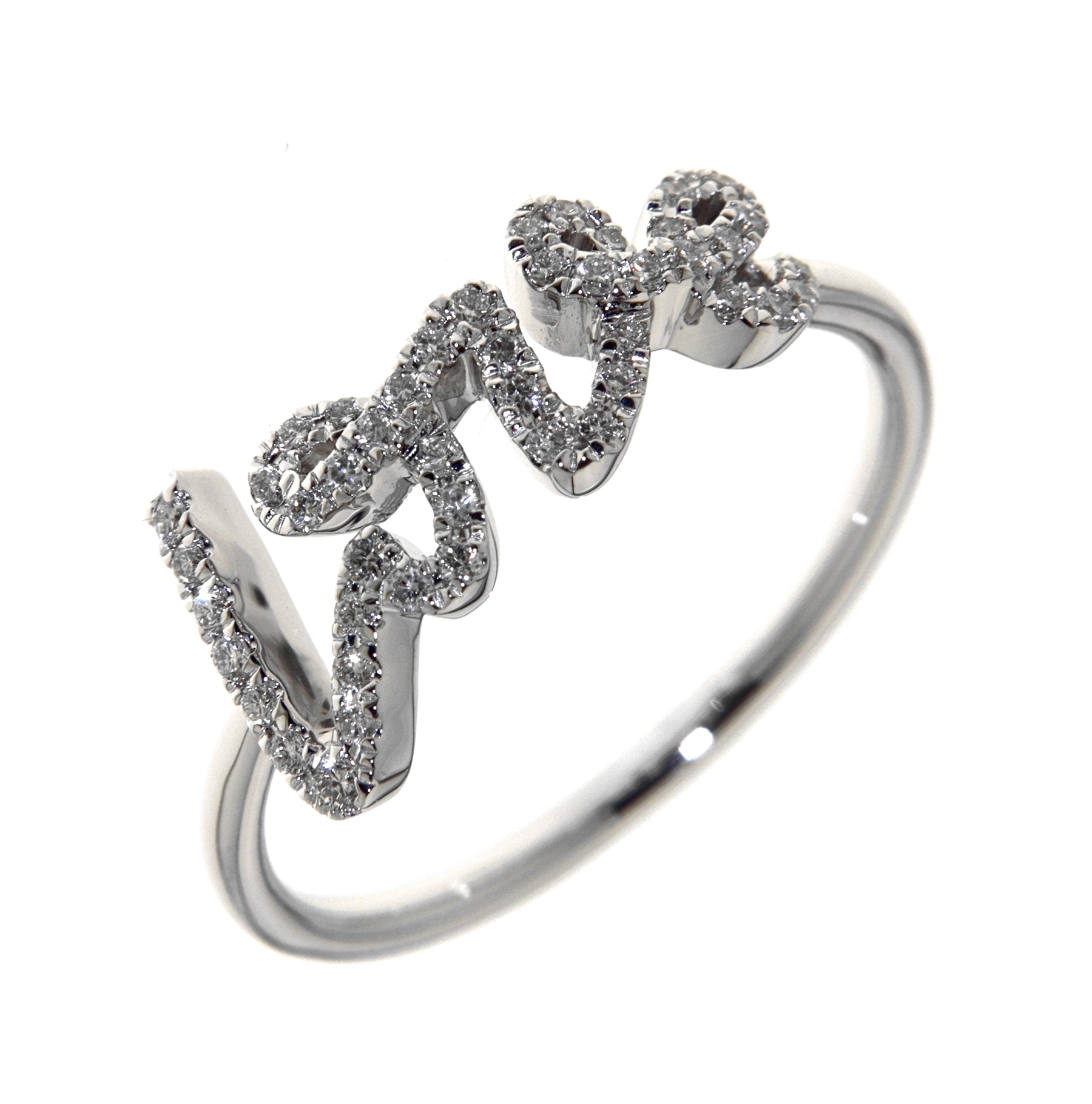 'Love' White Gold Diamond Ring