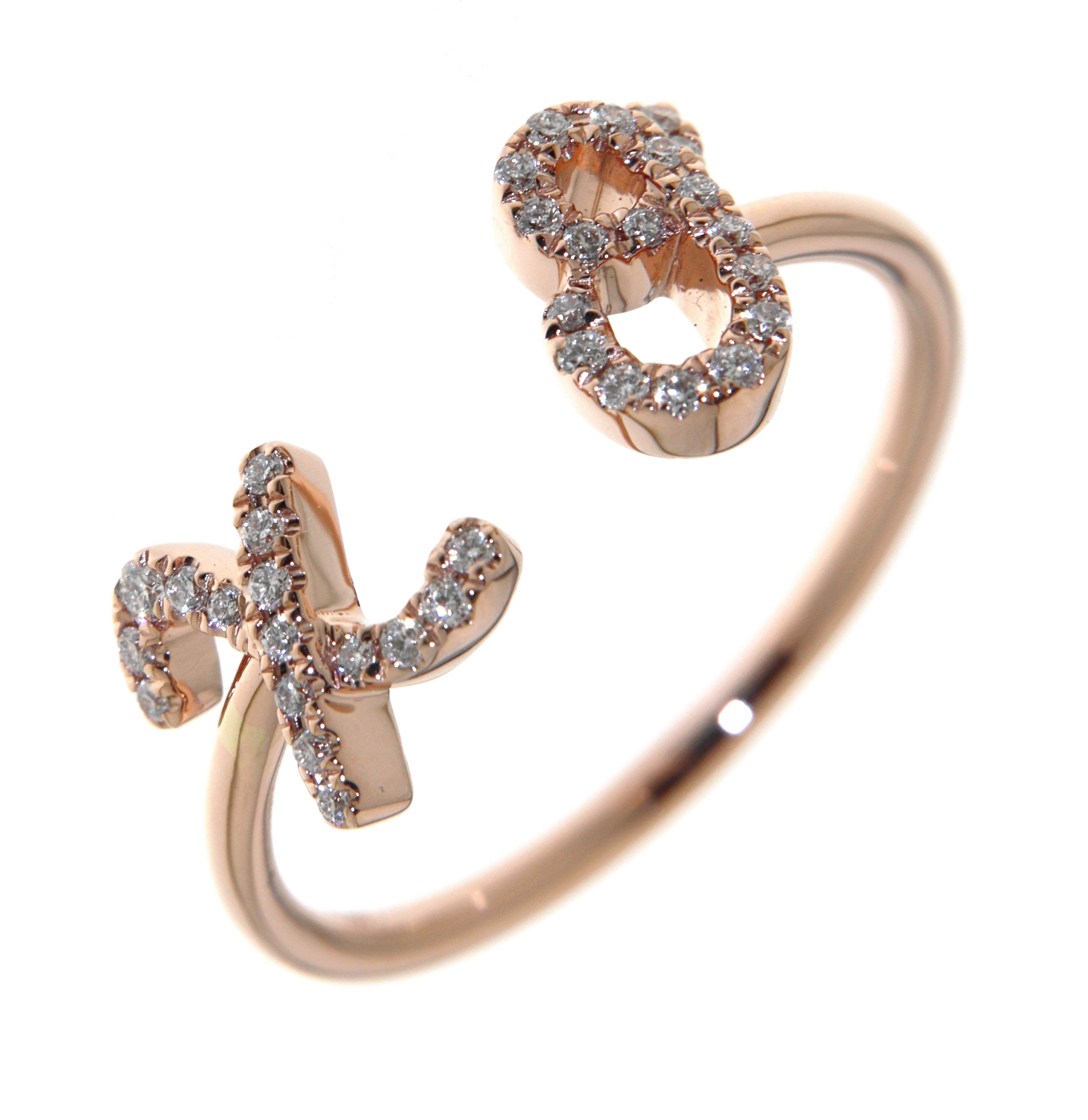 'XO' Rose Gold Diamond Ring