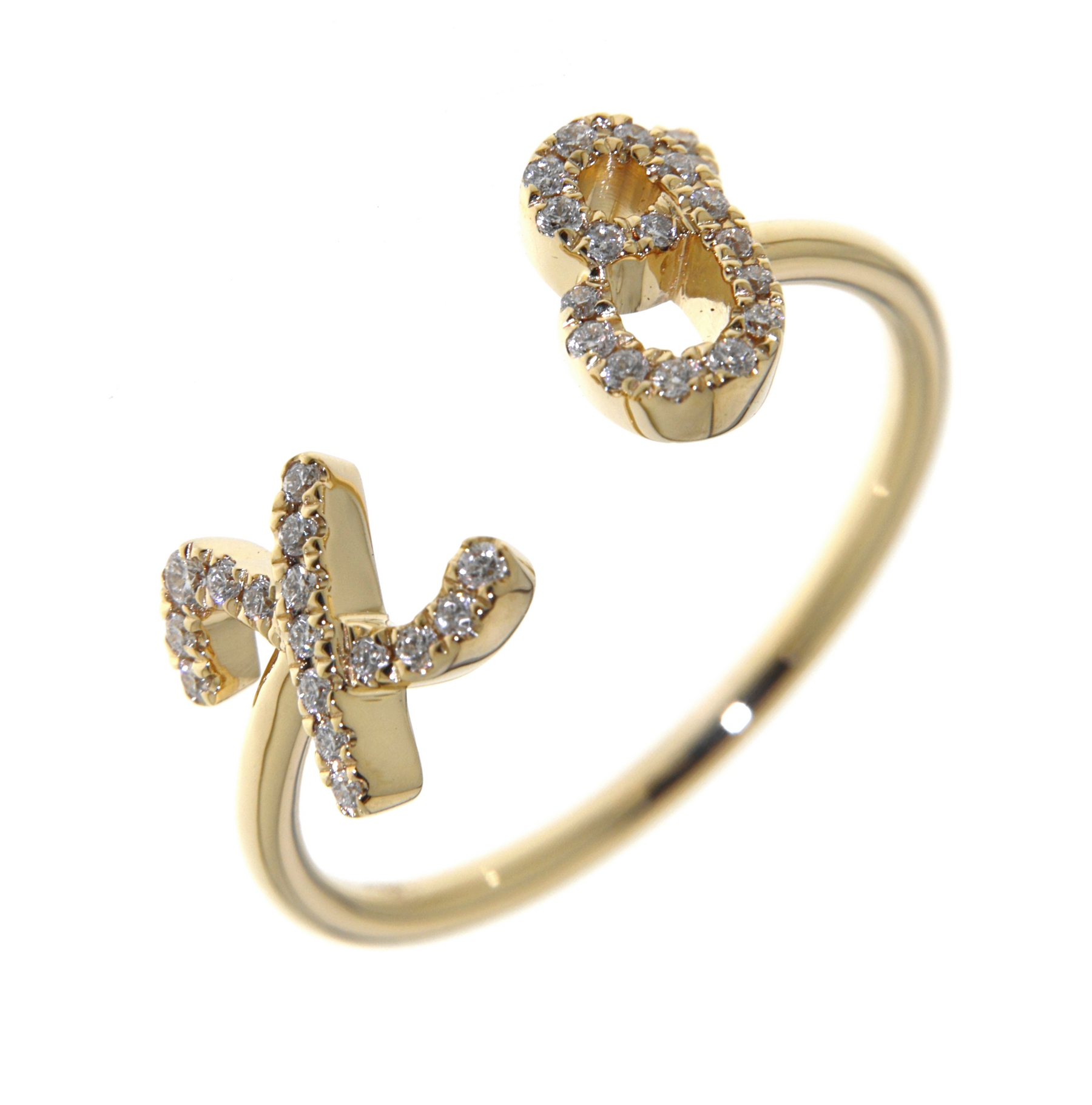 'XO' Yellow Gold Diamond Ring