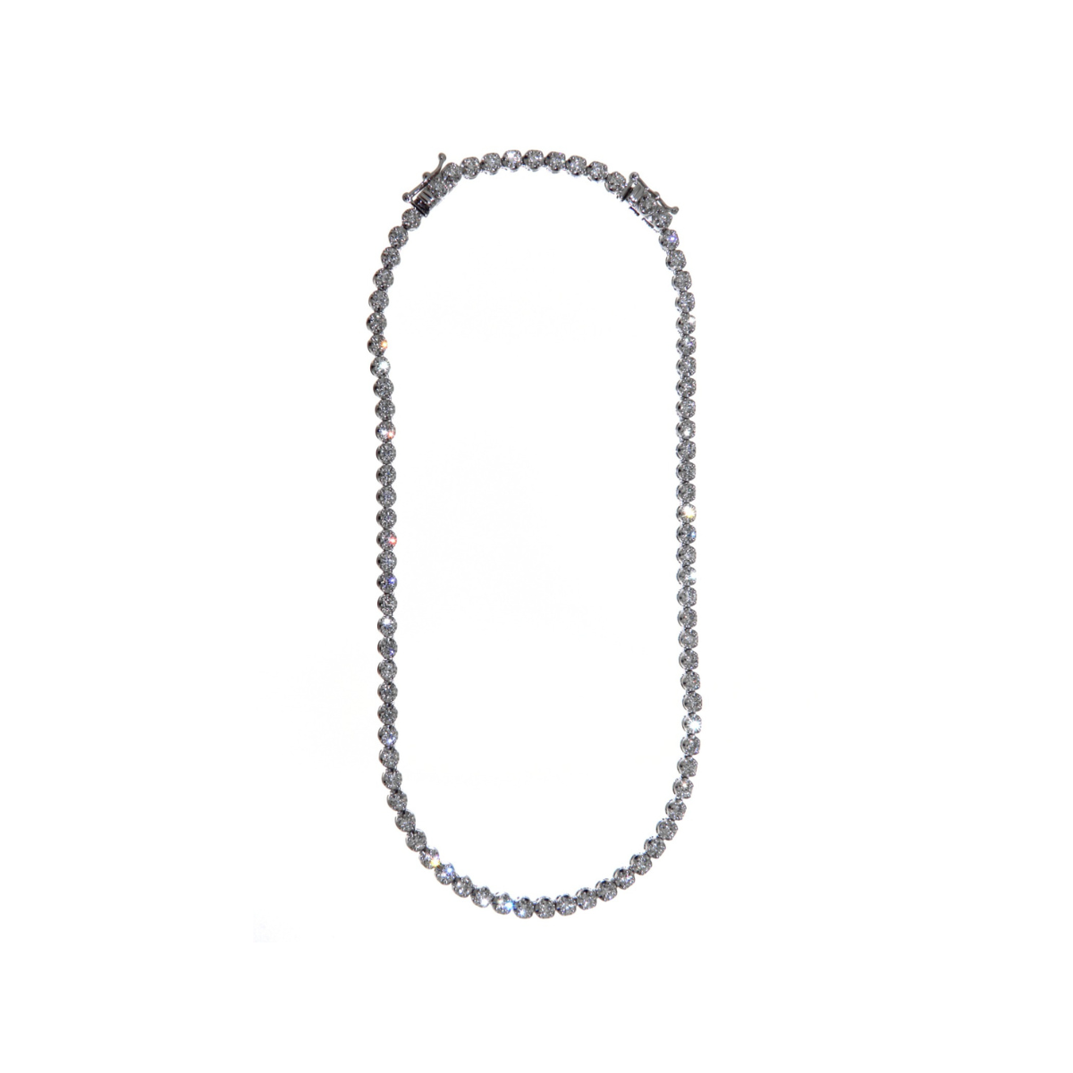 Children's 18kt White Gold 5.08kt Tennis Necklace