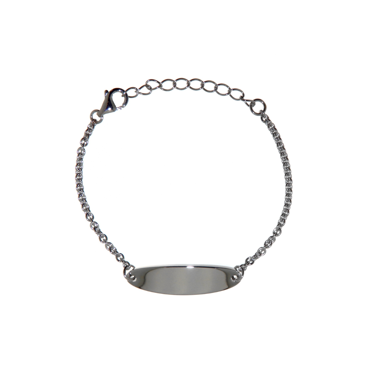 Children's 18kt White Gold Oval ID Bracelet