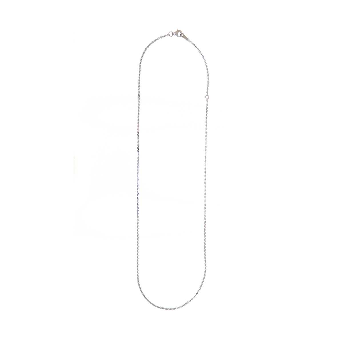 White Gold Diamond Cut Cable Chain - 40cm