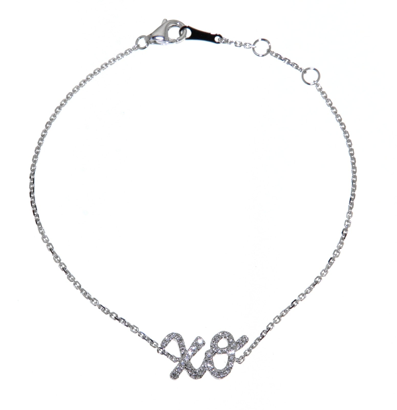 'XO' White Gold Diamond Bracelet