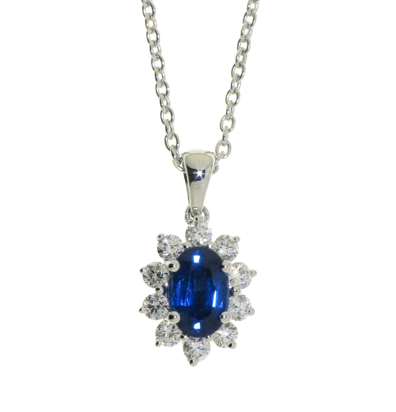 Blue Sapphire and Diamond Necklace